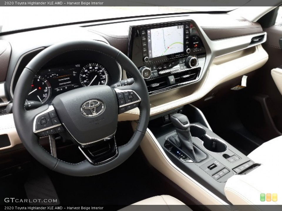 Harvest Beige Interior Dashboard for the 2020 Toyota Highlander XLE AWD #136881228