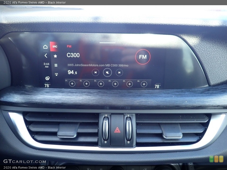 Black Interior Controls for the 2020 Alfa Romeo Stelvio AWD #136896756