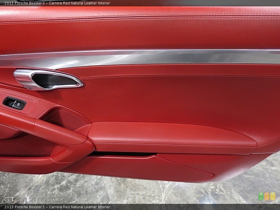 Carrera Red Natural Leather Interior Door Panel for the 2013 Porsche Boxster S #136941684