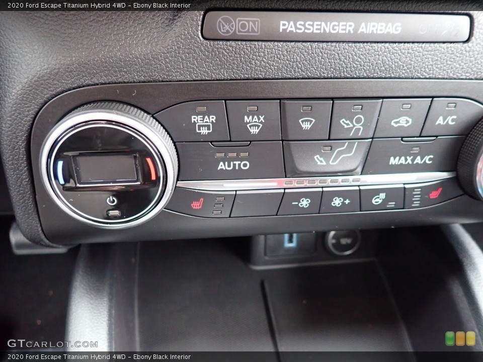 Ebony Black Interior Controls for the 2020 Ford Escape Titanium Hybrid 4WD #136945182
