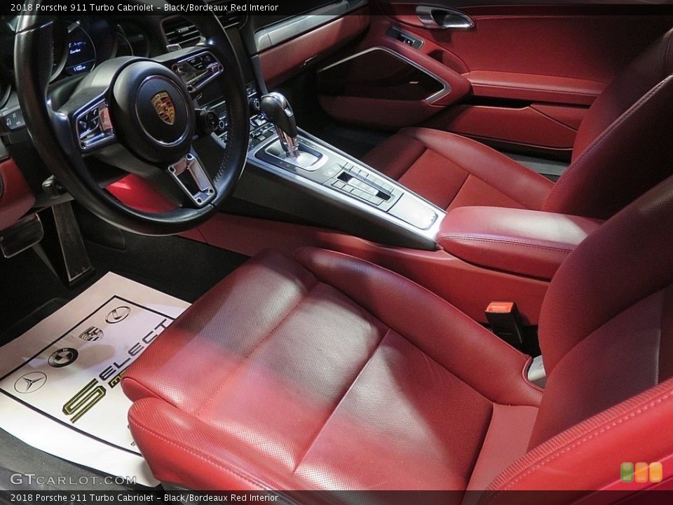 Black/Bordeaux Red Interior Front Seat for the 2018 Porsche 911 Turbo Cabriolet #136966305