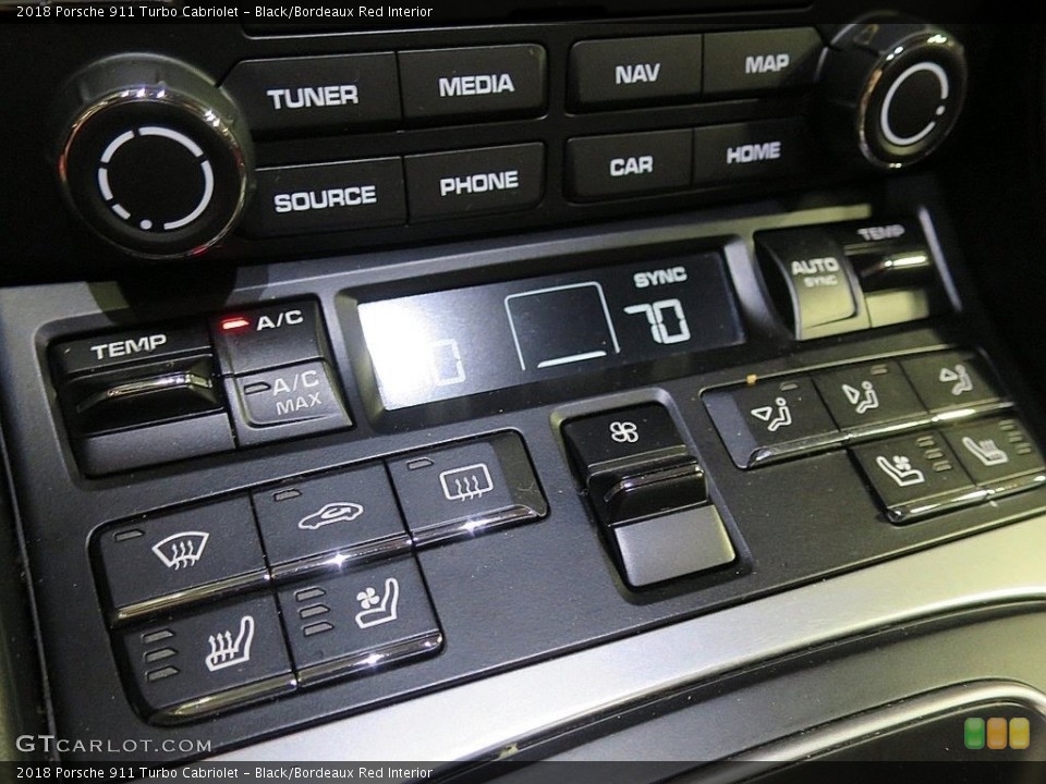 Black/Bordeaux Red Interior Controls for the 2018 Porsche 911 Turbo Cabriolet #136966587