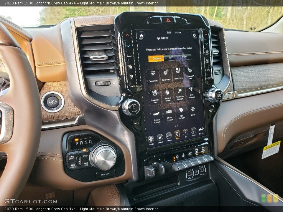 Light Mountain Brown/Mountain Brown Interior Controls for the 2020 Ram 1500 Longhorn Crew Cab 4x4 #136967781