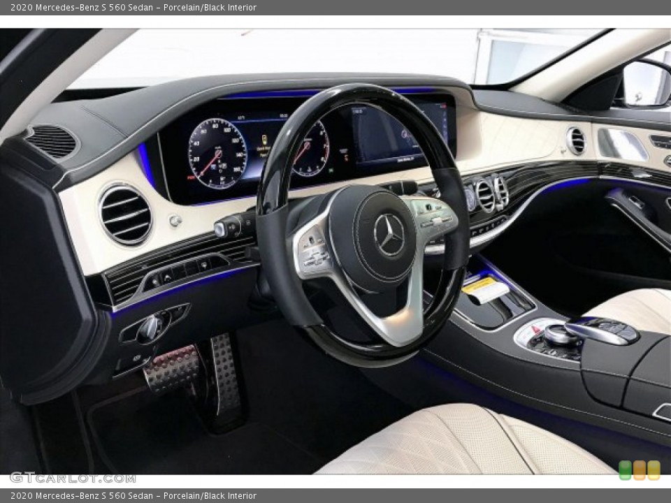Porcelain/Black Interior Front Seat for the 2020 Mercedes-Benz S 560 Sedan #136976596