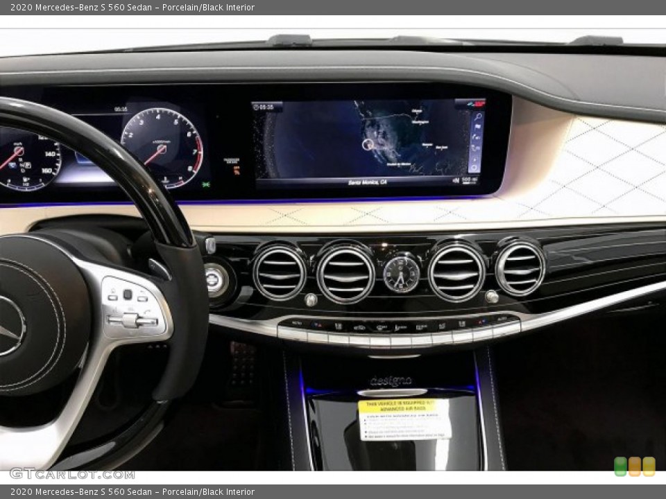 Porcelain/Black Interior Controls for the 2020 Mercedes-Benz S 560 Sedan #136976638