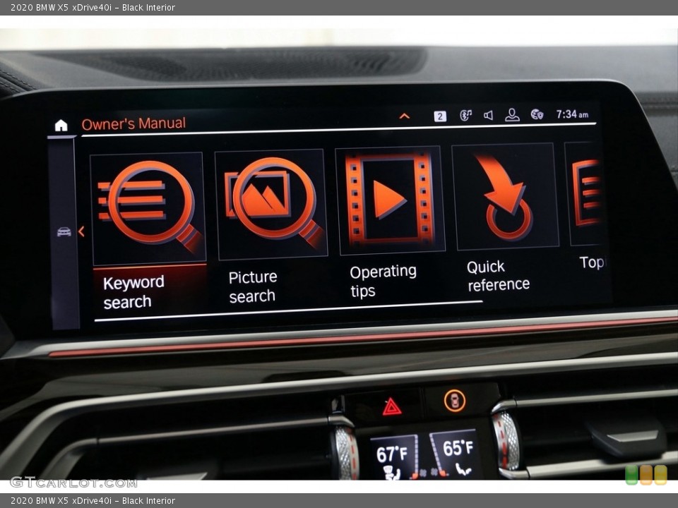 Black Interior Controls for the 2020 BMW X5 xDrive40i #136982008