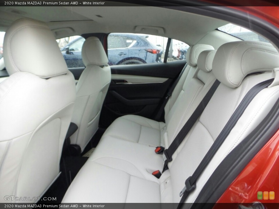 White Interior Rear Seat for the 2020 Mazda MAZDA3 Premium Sedan AWD #136999474