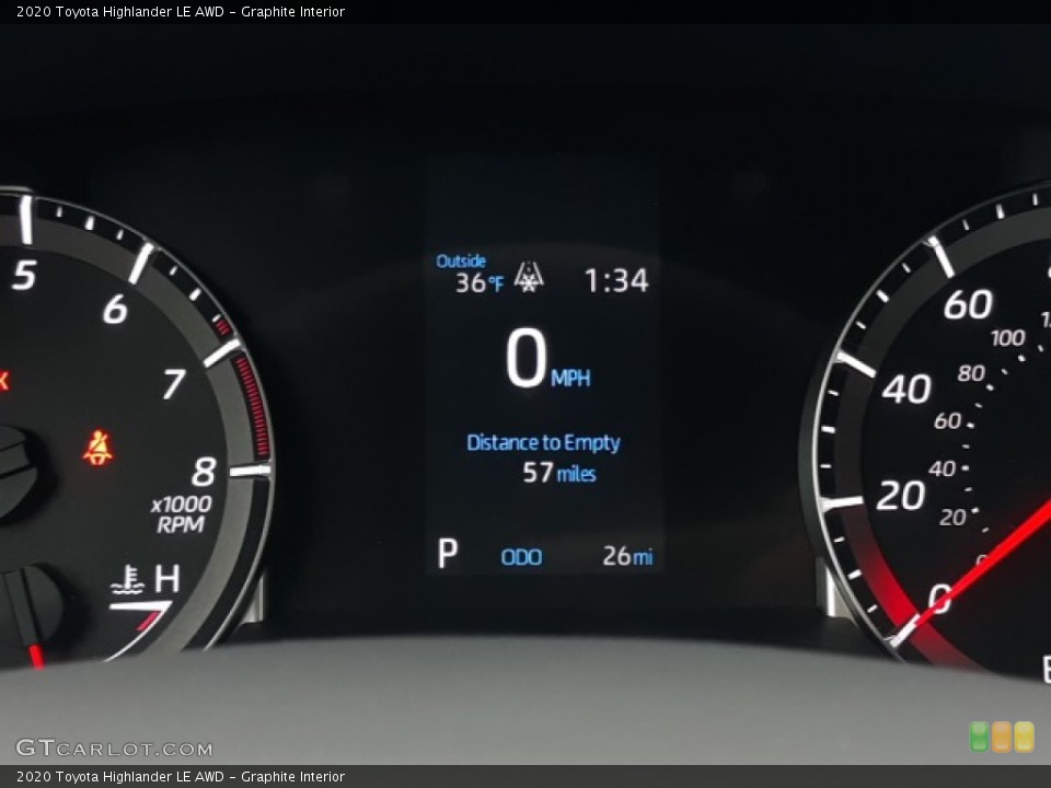 Graphite Interior Gauges for the 2020 Toyota Highlander LE AWD #137013349