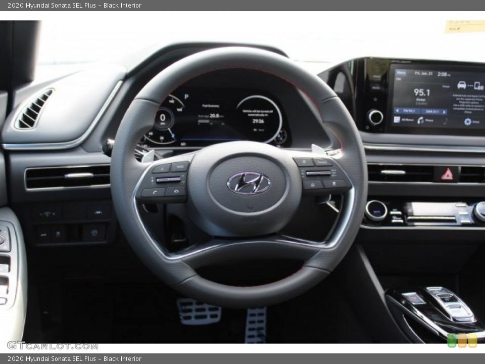 Black Interior Steering Wheel for the 2020 Hyundai Sonata SEL Plus #137034060