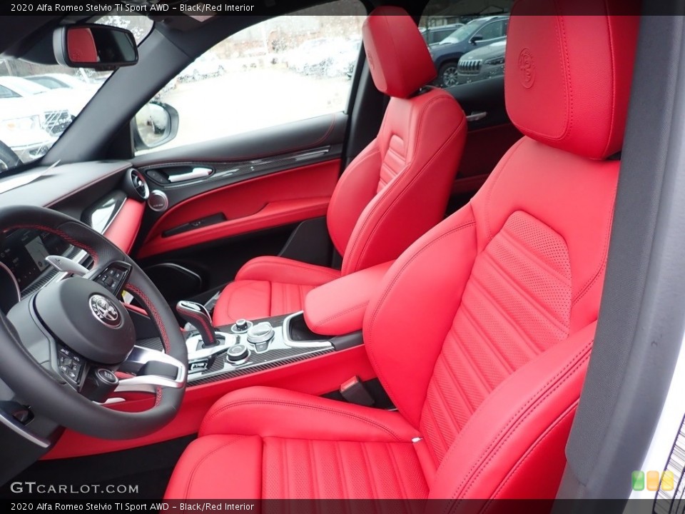 Black/Red Interior Front Seat for the 2020 Alfa Romeo Stelvio TI Sport AWD #137035146