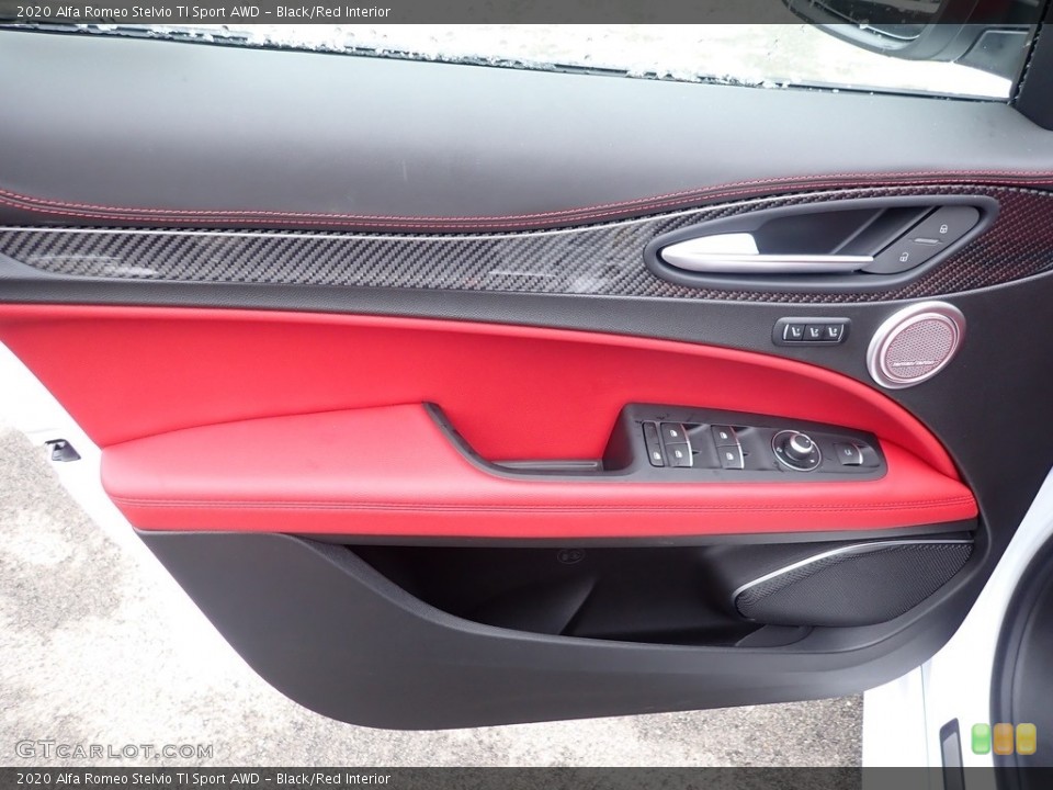 Black/Red Interior Door Panel for the 2020 Alfa Romeo Stelvio TI Sport AWD #137035173