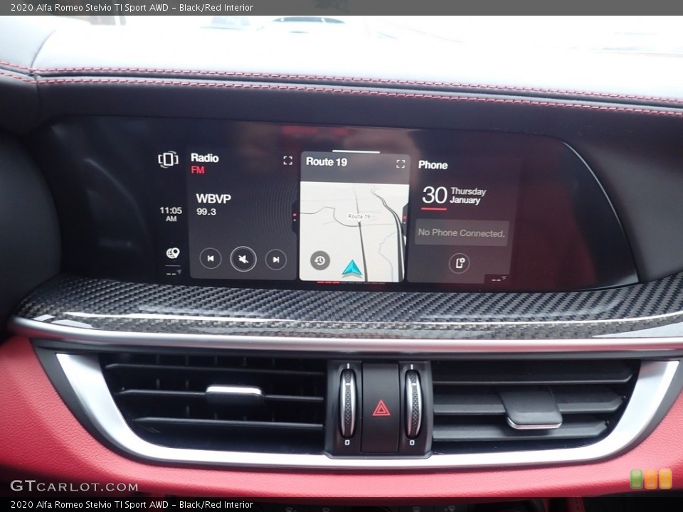 Black/Red Interior Controls for the 2020 Alfa Romeo Stelvio TI Sport AWD #137035224