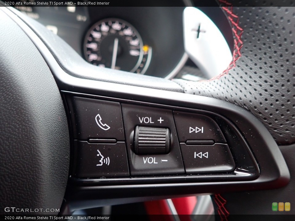 Black/Red Interior Steering Wheel for the 2020 Alfa Romeo Stelvio TI Sport AWD #137035272