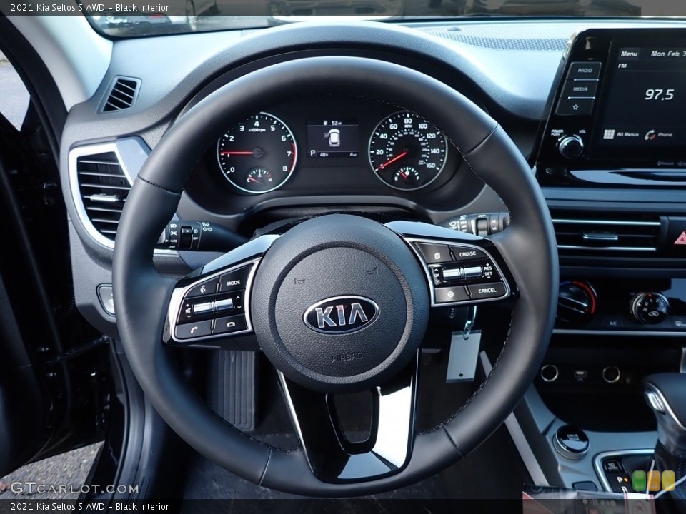 Black Interior Steering Wheel for the 2021 Kia Seltos S AWD #137098514