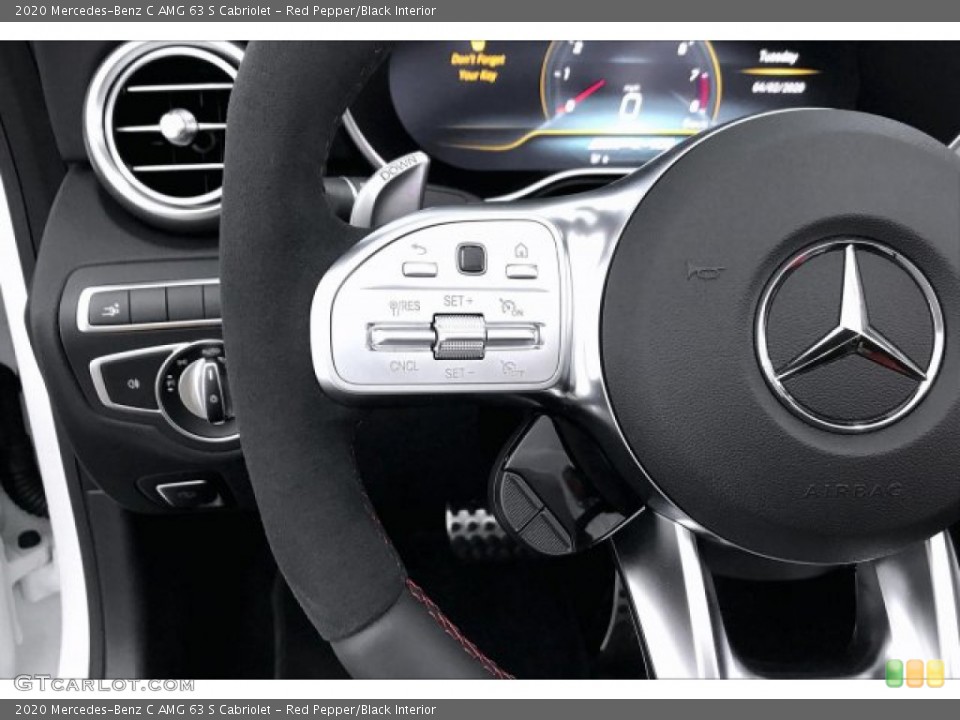Red Pepper/Black Interior Steering Wheel for the 2020 Mercedes-Benz C AMG 63 S Cabriolet #137123937