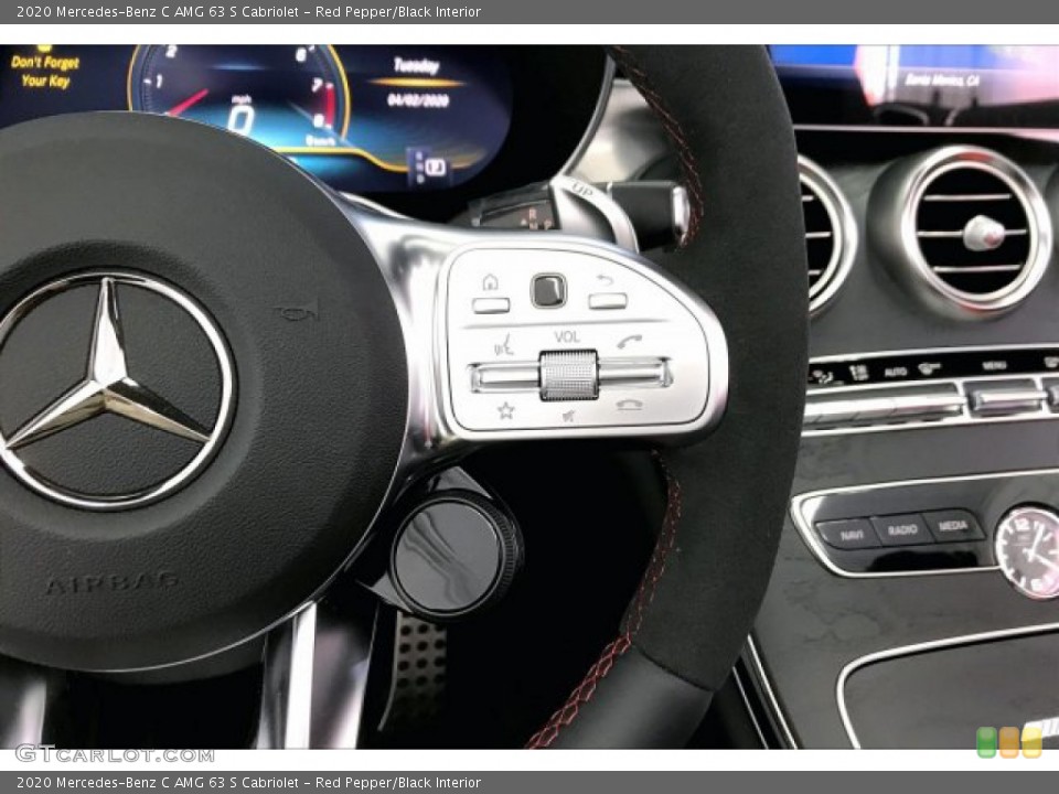 Red Pepper/Black Interior Steering Wheel for the 2020 Mercedes-Benz C AMG 63 S Cabriolet #137123949