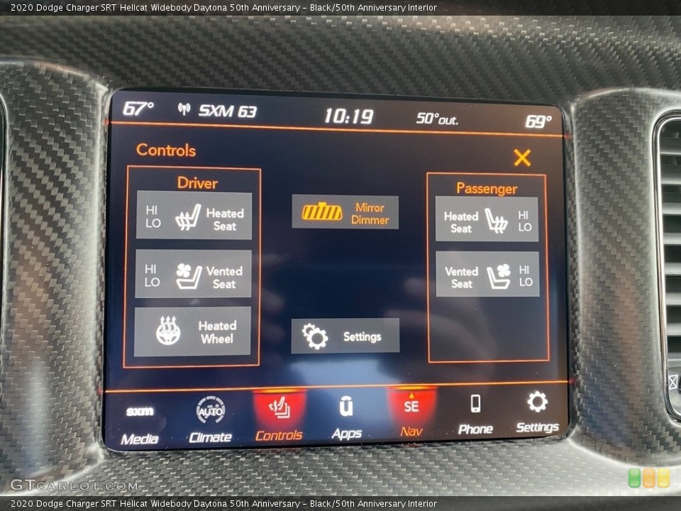 Black/50th Anniversary Interior Controls for the 2020 Dodge Charger SRT Hellcat Widebody Daytona 50th Anniversary #137218240