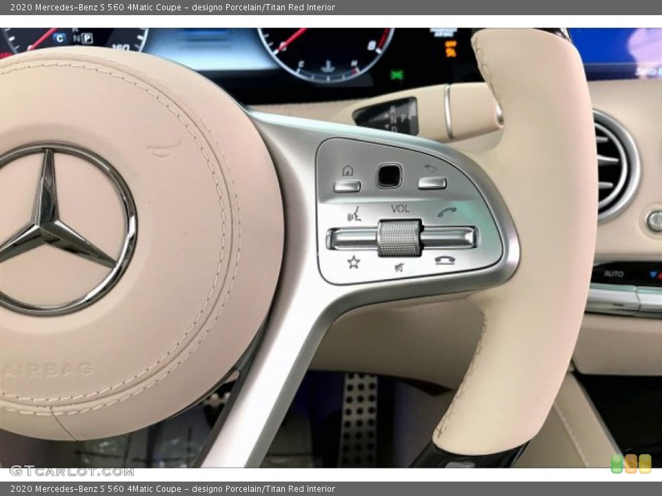 designo Porcelain/Titan Red Interior Steering Wheel for the 2020 Mercedes-Benz S 560 4Matic Coupe #137243678