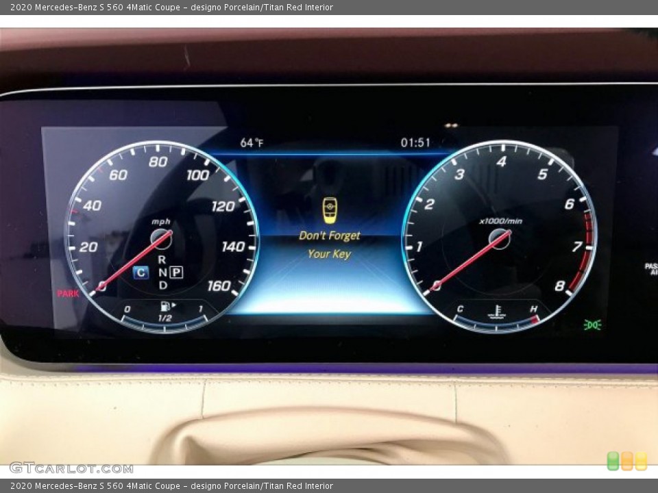 designo Porcelain/Titan Red Interior Gauges for the 2020 Mercedes-Benz S 560 4Matic Coupe #137243690