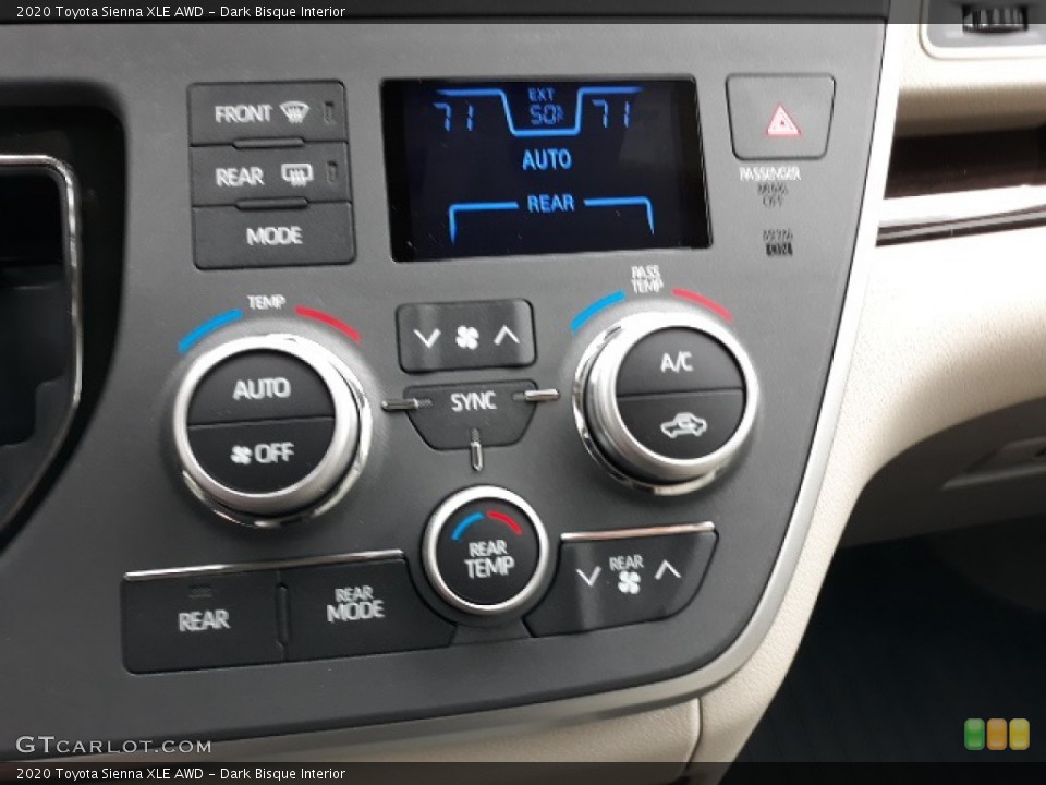 Dark Bisque Interior Controls for the 2020 Toyota Sienna XLE AWD #137345728