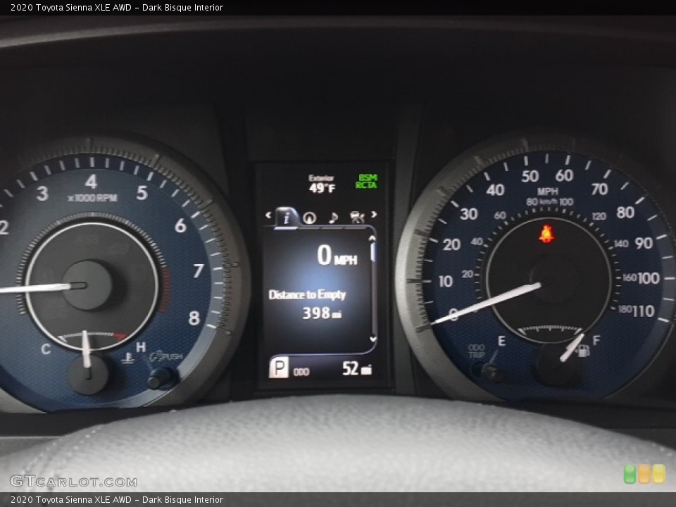 Dark Bisque Interior Gauges for the 2020 Toyota Sienna XLE AWD #137346610