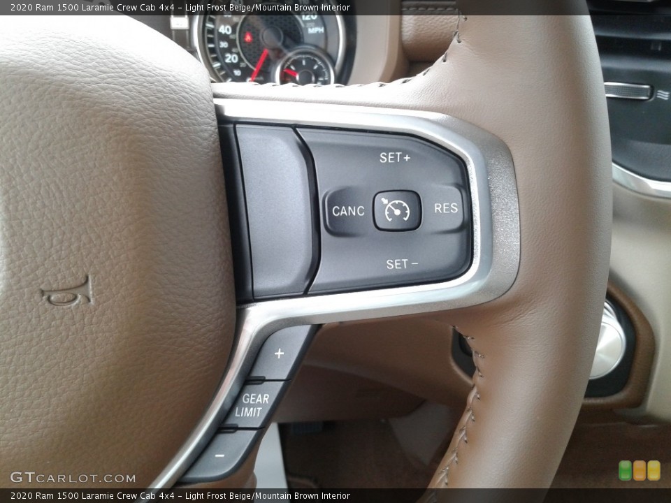 Light Frost Beige/Mountain Brown Interior Steering Wheel for the 2020 Ram 1500 Laramie Crew Cab 4x4 #137369464