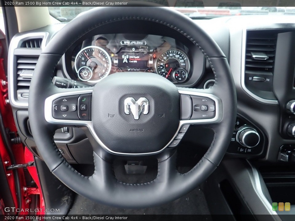 Black/Diesel Gray Interior Steering Wheel for the 2020 Ram 1500 Big Horn Crew Cab 4x4 #137432353