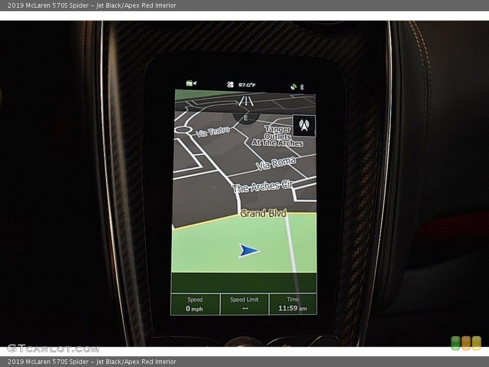 Jet Black/Apex Red Interior Navigation for the 2019 McLaren 570S Spider #137466381