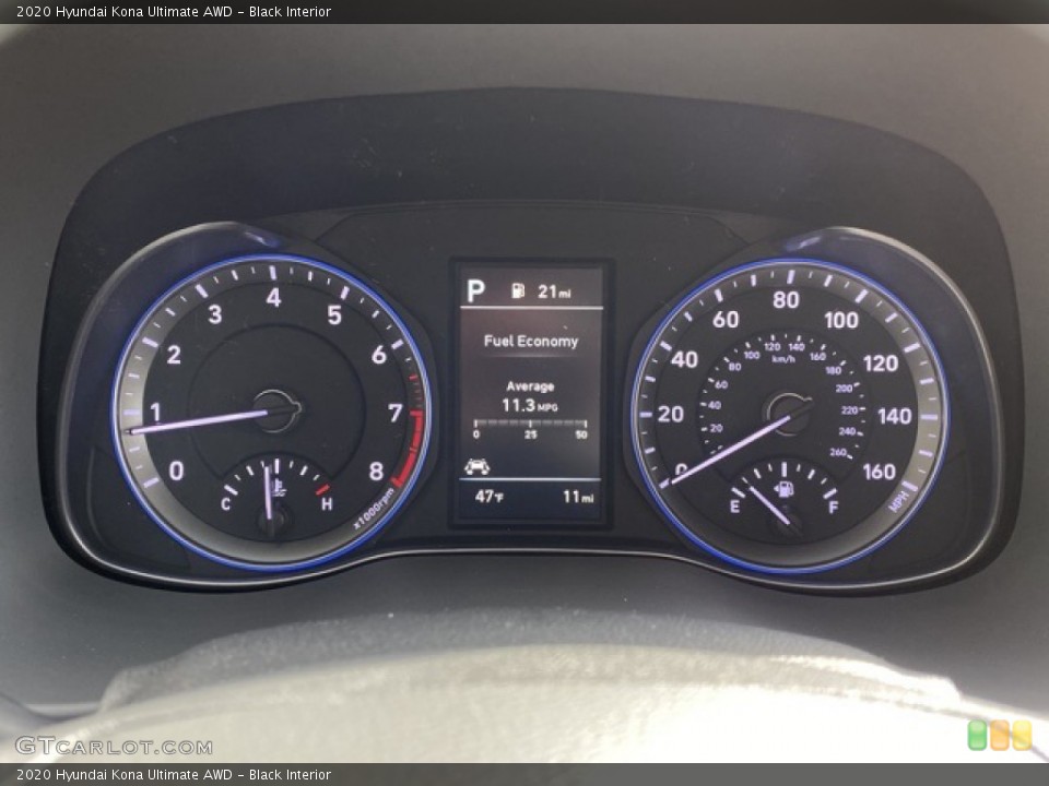 Black Interior Gauges for the 2020 Hyundai Kona Ultimate AWD #137476095