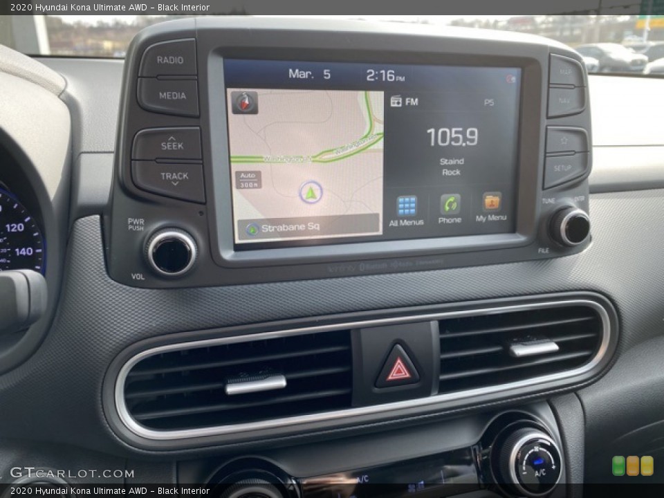 Black Interior Navigation for the 2020 Hyundai Kona Ultimate AWD #137476119
