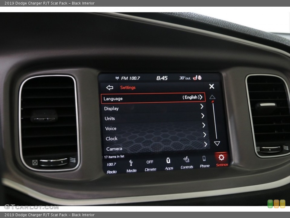 Black Interior Controls for the 2019 Dodge Charger R/T Scat Pack #137481696