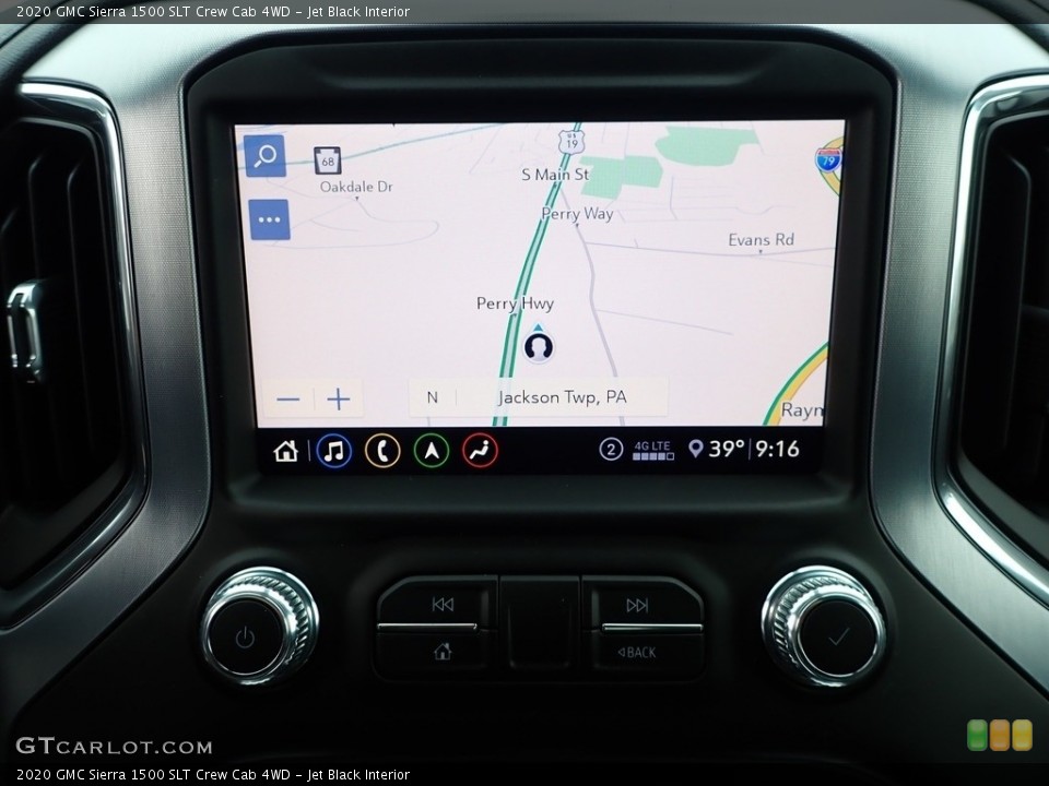 Jet Black Interior Navigation for the 2020 GMC Sierra 1500 SLT Crew Cab 4WD #137491384