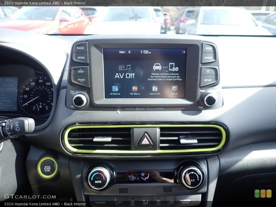 Black Interior Controls for the 2020 Hyundai Kona Limited AWD #137524248