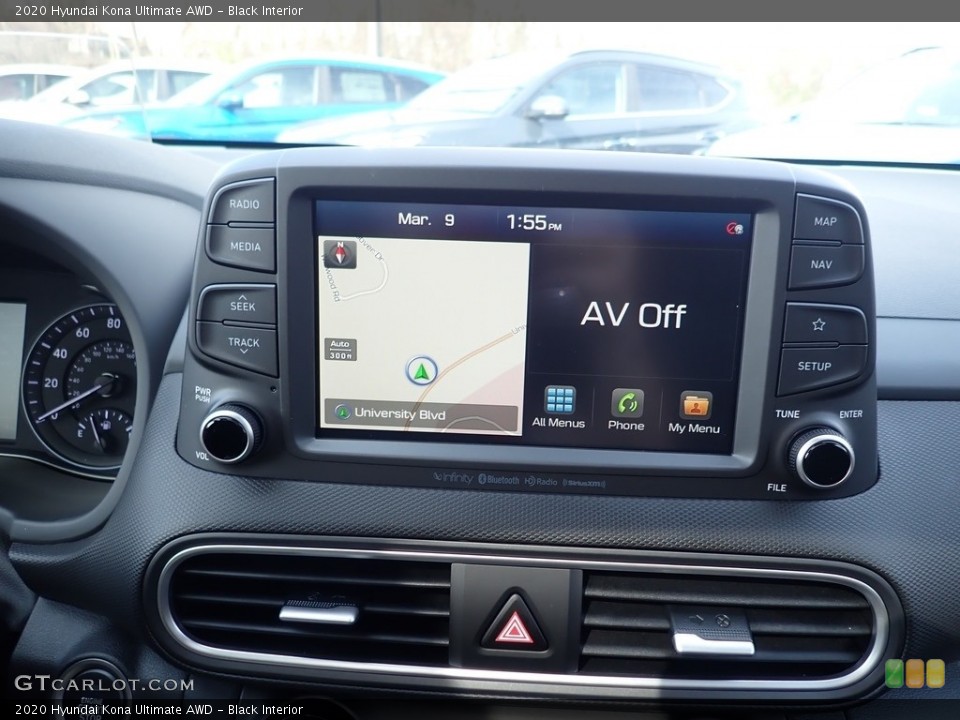 Black Interior Navigation for the 2020 Hyundai Kona Ultimate AWD #137525767