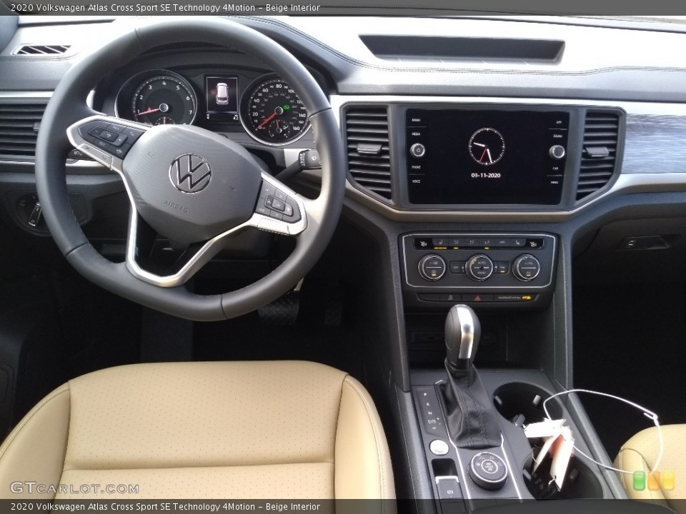 Beige Interior Dashboard for the 2020 Volkswagen Atlas Cross Sport SE Technology 4Motion #137544138