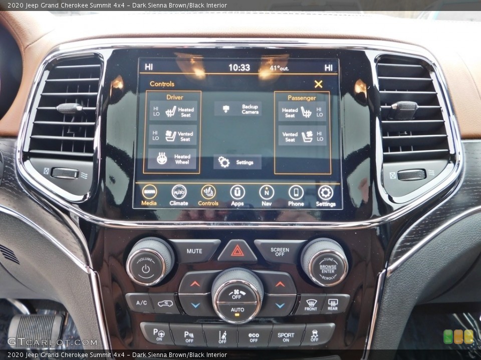 Dark Sienna Brown/Black Interior Controls for the 2020 Jeep Grand Cherokee Summit 4x4 #137569672