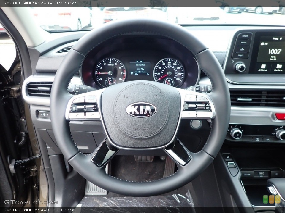 Black Interior Steering Wheel for the 2020 Kia Telluride S AWD #137574505