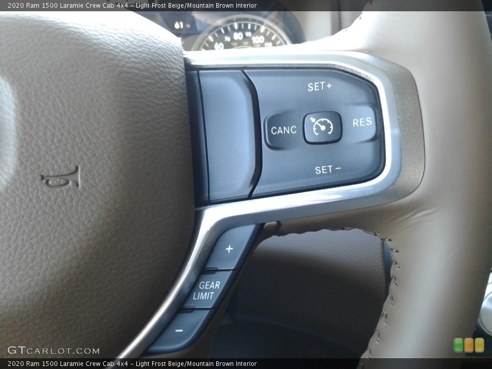 Light Frost Beige/Mountain Brown Interior Steering Wheel for the 2020 Ram 1500 Laramie Crew Cab 4x4 #137574949