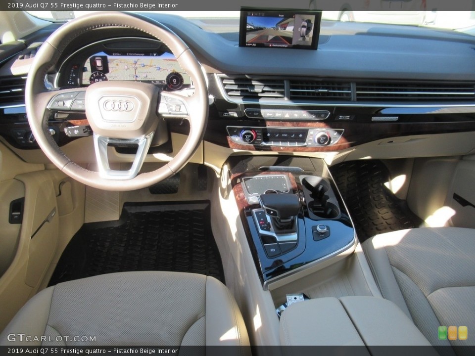 Pistachio Beige Interior Dashboard for the 2019 Audi Q7 55 Prestige quattro #137598491