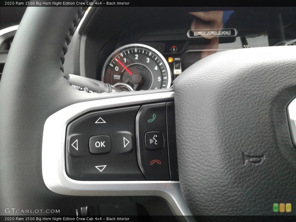 Black Interior Steering Wheel for the 2020 Ram 1500 Big Horn Night Edition Crew Cab 4x4 #137602037