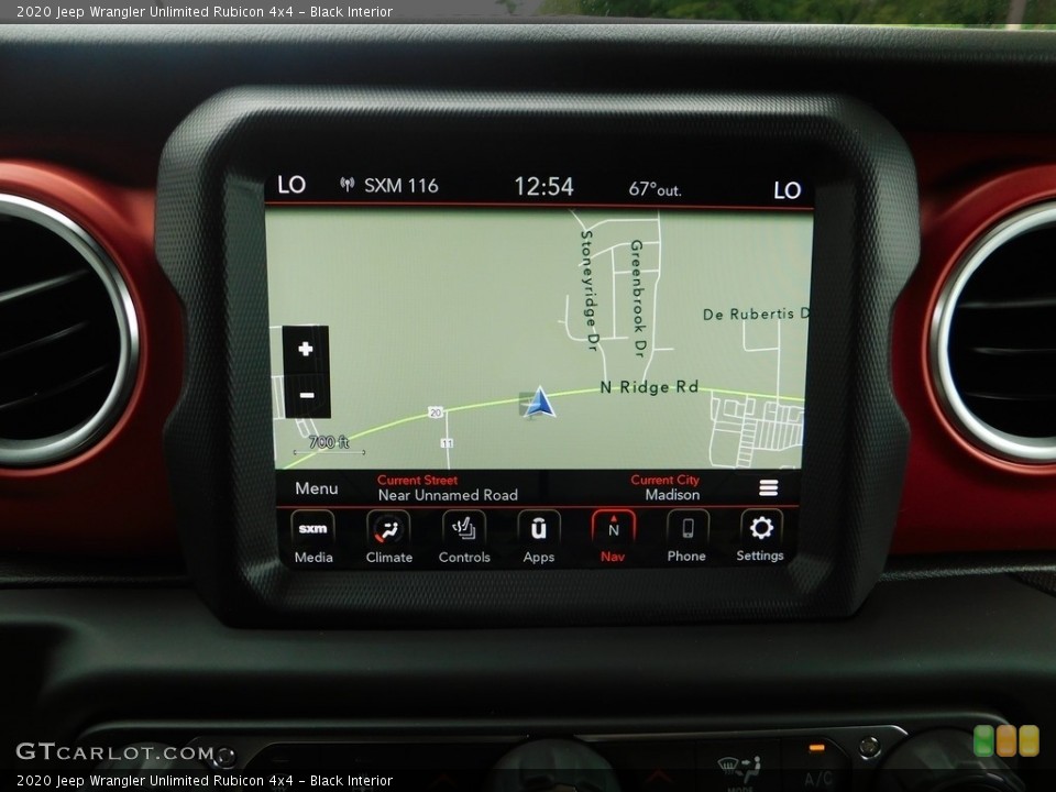 Black Interior Navigation for the 2020 Jeep Wrangler Unlimited Rubicon 4x4 #138187812