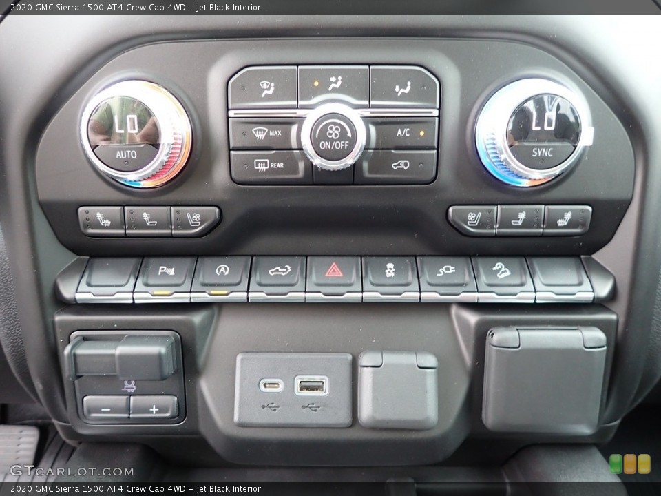Jet Black Interior Controls for the 2020 GMC Sierra 1500 AT4 Crew Cab 4WD #138199281