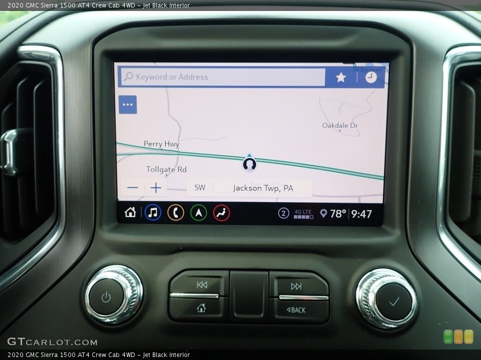 Jet Black Interior Navigation for the 2020 GMC Sierra 1500 AT4 Crew Cab 4WD #138199410
