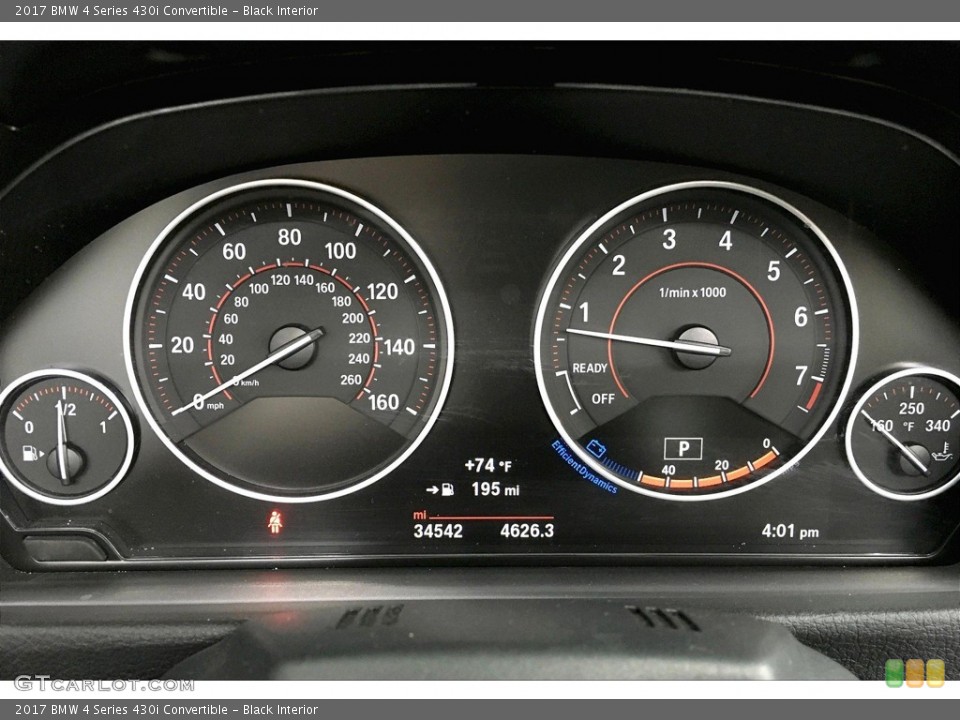 Black Interior Gauges for the 2017 BMW 4 Series 430i Convertible #138265028