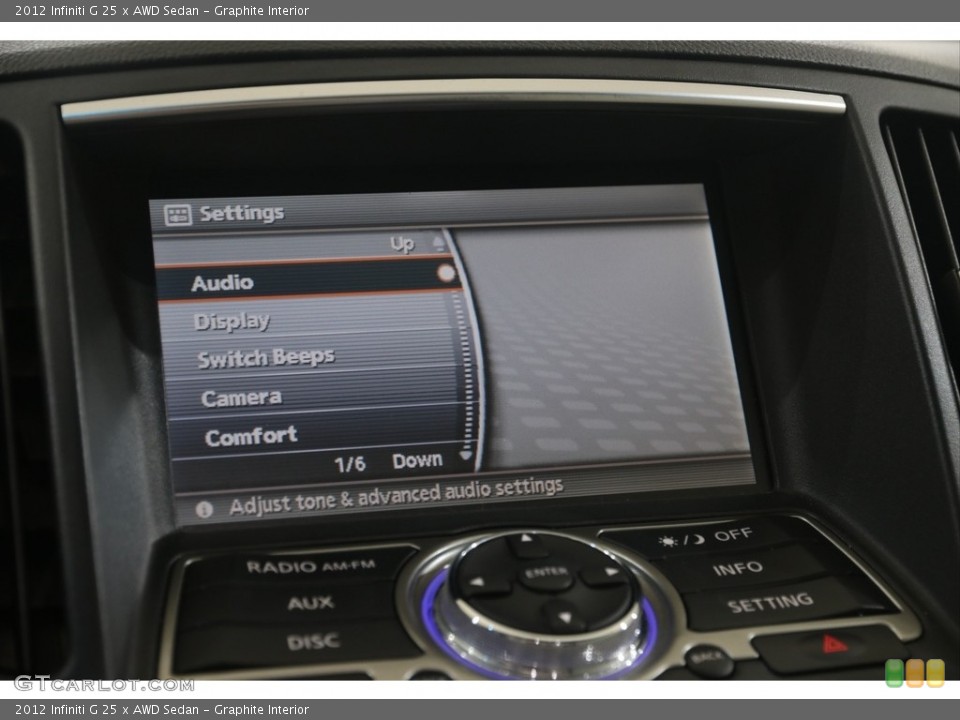 Graphite Interior Controls for the 2012 Infiniti G 25 x AWD Sedan #138373334