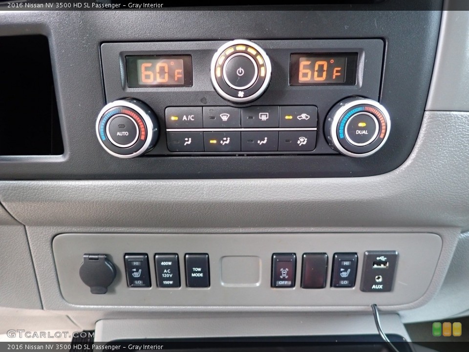 Gray Interior Controls for the 2016 Nissan NV 3500 HD SL Passenger #138376958