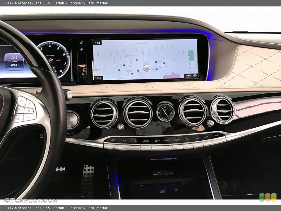 Porcelain/Black Interior Navigation for the 2017 Mercedes-Benz S 550 Sedan #138378163