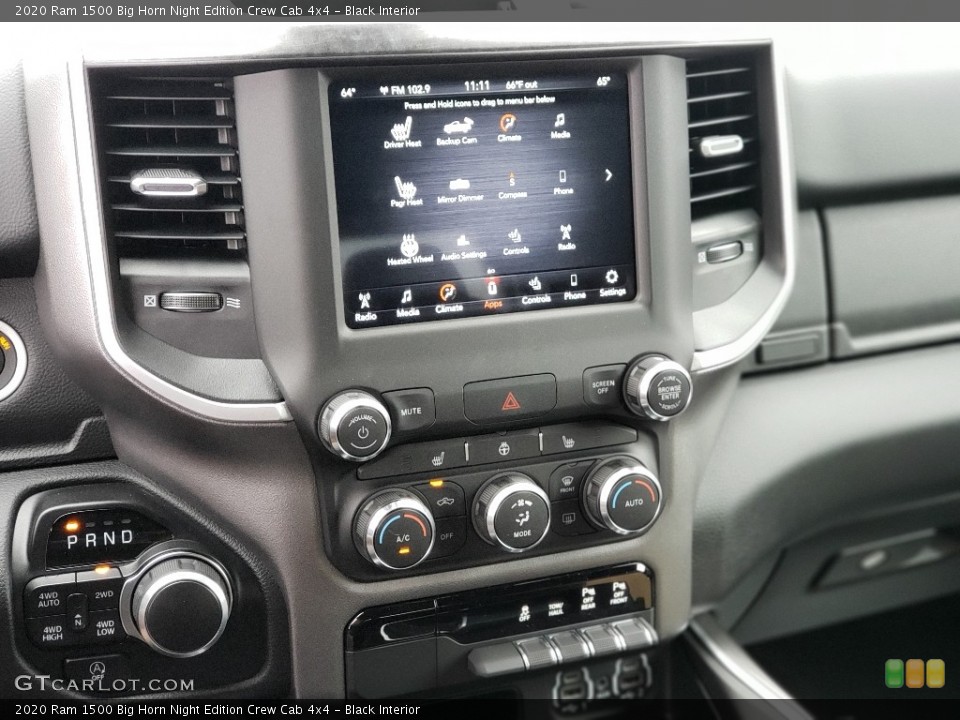 Black Interior Controls for the 2020 Ram 1500 Big Horn Night Edition Crew Cab 4x4 #138381469