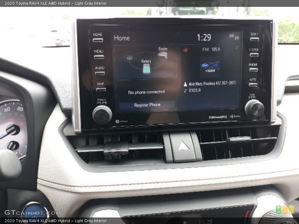 Light Gray Interior Controls for the 2020 Toyota RAV4 XLE AWD Hybrid #138429208