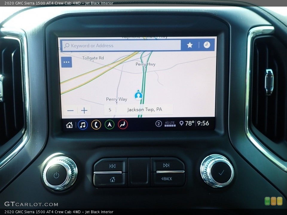 Jet Black Interior Navigation for the 2020 GMC Sierra 1500 AT4 Crew Cab 4WD #138471059